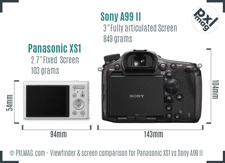 Panasonic XS1 vs Sony A99 II Screen and Viewfinder comparison