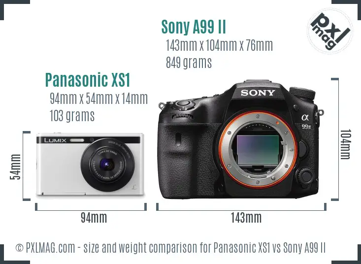 Panasonic XS1 vs Sony A99 II size comparison