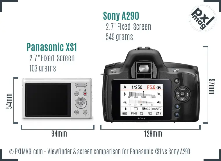 Panasonic XS1 vs Sony A290 Screen and Viewfinder comparison Panasonic XS1 vs Sony A290 Screen and Viewfinder comparison