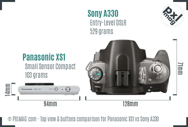 Panasonic XS1 vs Sony A330 top view buttons comparison