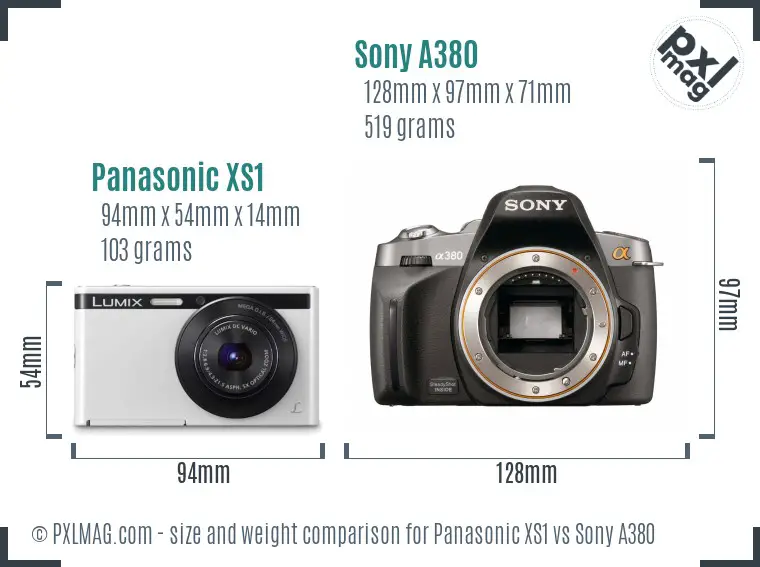 Panasonic XS1 vs Sony A380 size comparison