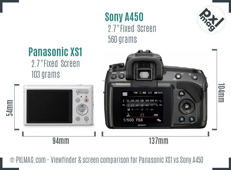 Panasonic XS1 vs Sony A450 Screen and Viewfinder comparison