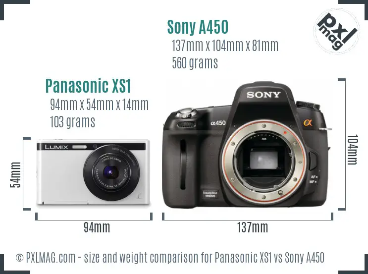 Panasonic XS1 vs Sony A450 size comparison