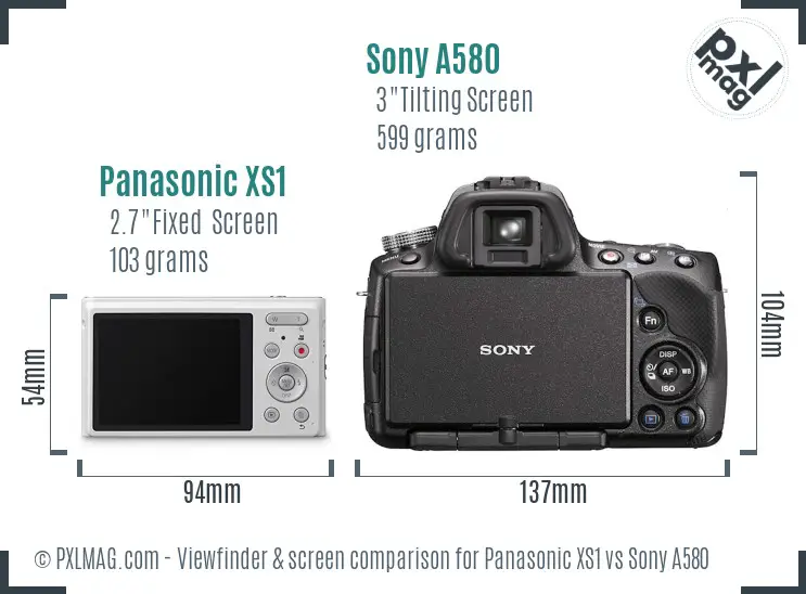 Panasonic XS1 vs Sony A580 Screen and Viewfinder comparison Panasonic XS1 vs Sony A580 Screen and Viewfinder comparison