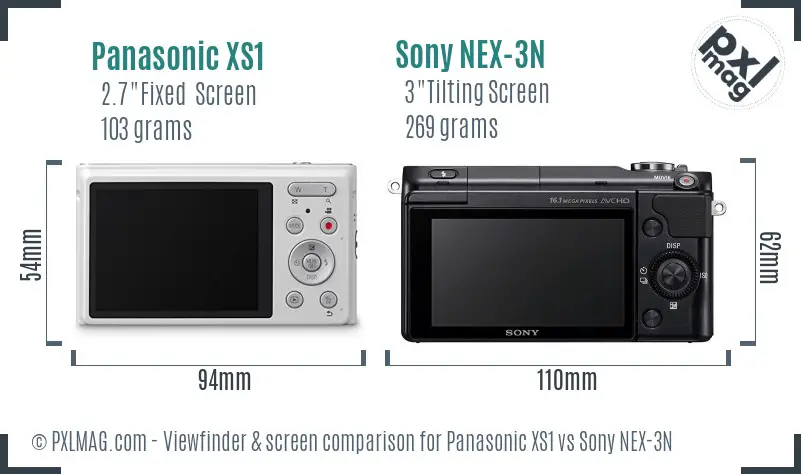 Panasonic XS1 vs Sony NEX-3N Screen and Viewfinder comparison Panasonic XS1 vs Sony NEX-3N Screen and Viewfinder comparison