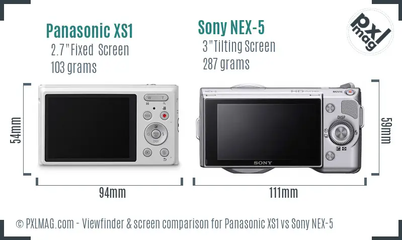 Panasonic XS1 vs Sony NEX-5 Screen and Viewfinder comparison Panasonic XS1 vs Sony NEX-5 Screen and Viewfinder comparison