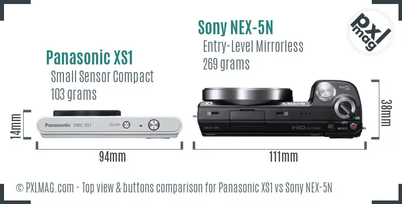 Panasonic XS1 vs Sony NEX-5N top view buttons comparison