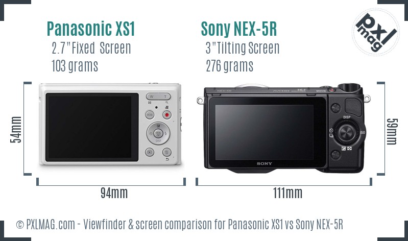Panasonic XS1 vs Sony NEX-5R Screen and Viewfinder comparison