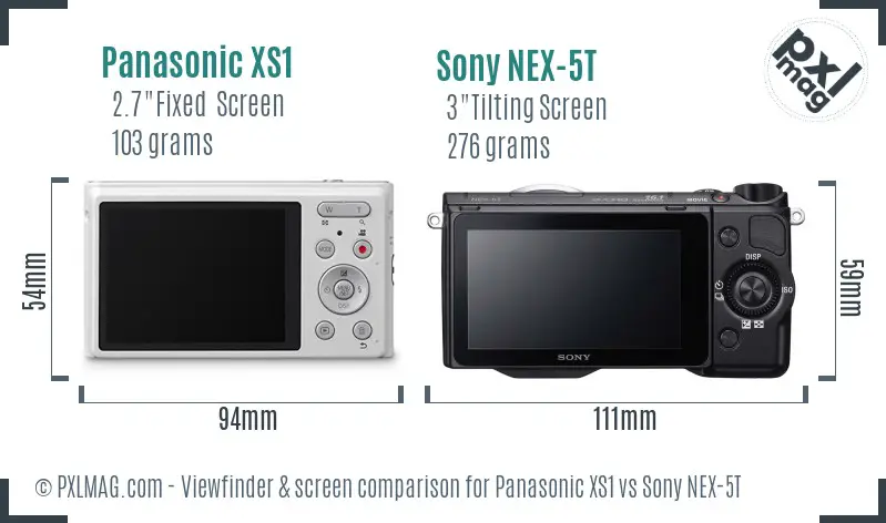 Panasonic XS1 vs Sony NEX-5T Screen and Viewfinder comparison