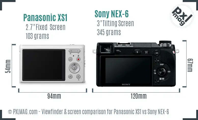 Panasonic XS1 vs Sony NEX-6 Screen and Viewfinder comparison Panasonic XS1 vs Sony NEX-6 Screen and Viewfinder comparison
