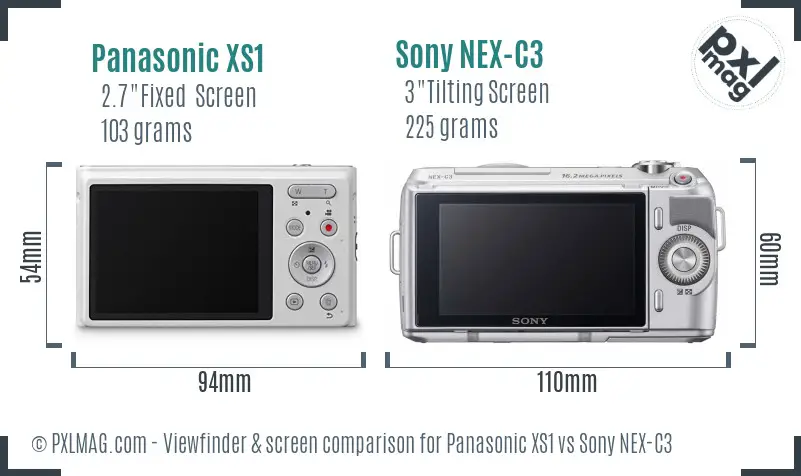 Panasonic XS1 vs Sony NEX-C3 Screen and Viewfinder comparison