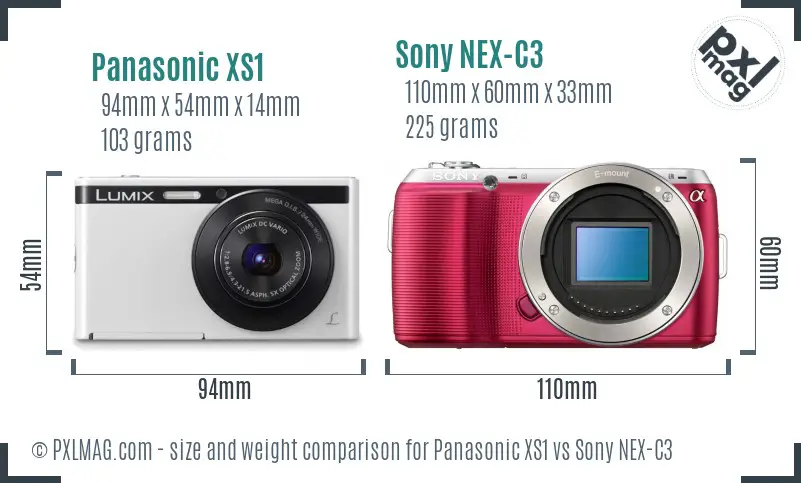 Panasonic XS1 vs Sony NEX-C3 size comparison