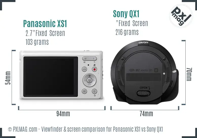 Panasonic XS1 vs Sony QX1 Screen and Viewfinder comparison