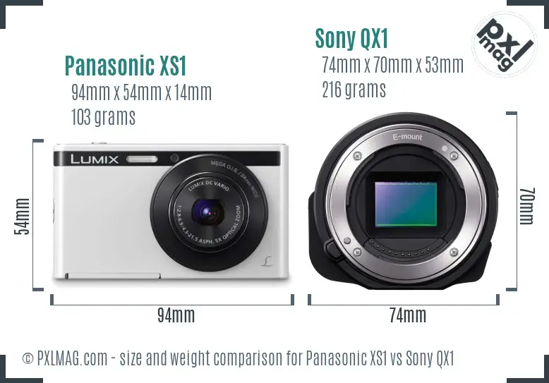 Panasonic XS1 vs Sony QX1 size comparison
