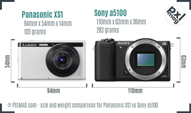 Panasonic XS1 vs Sony a5100 size comparison