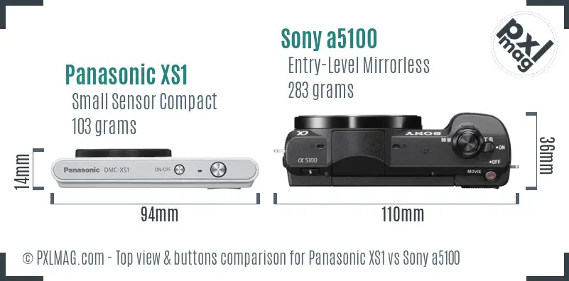 Panasonic XS1 vs Sony a5100 top view buttons comparison