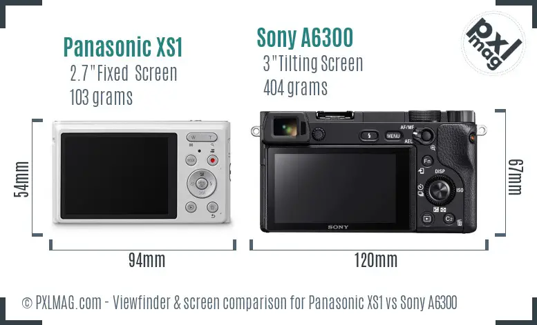 Panasonic XS1 vs Sony A6300 Screen and Viewfinder comparison