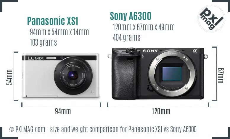 Panasonic XS1 vs Sony A6300 size comparison