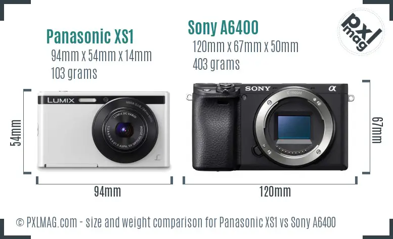 Panasonic XS1 vs Sony A6400 size comparison