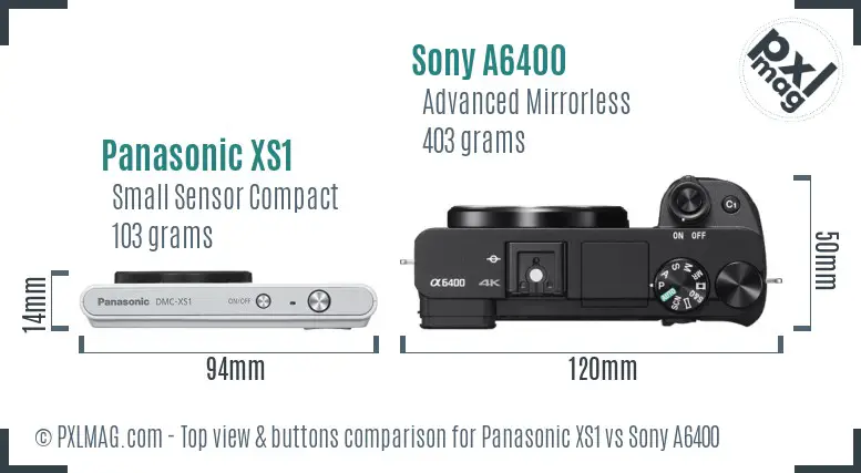 Panasonic XS1 vs Sony A6400 top view buttons comparison