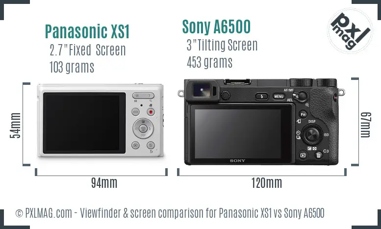 Panasonic XS1 vs Sony A6500 Screen and Viewfinder comparison