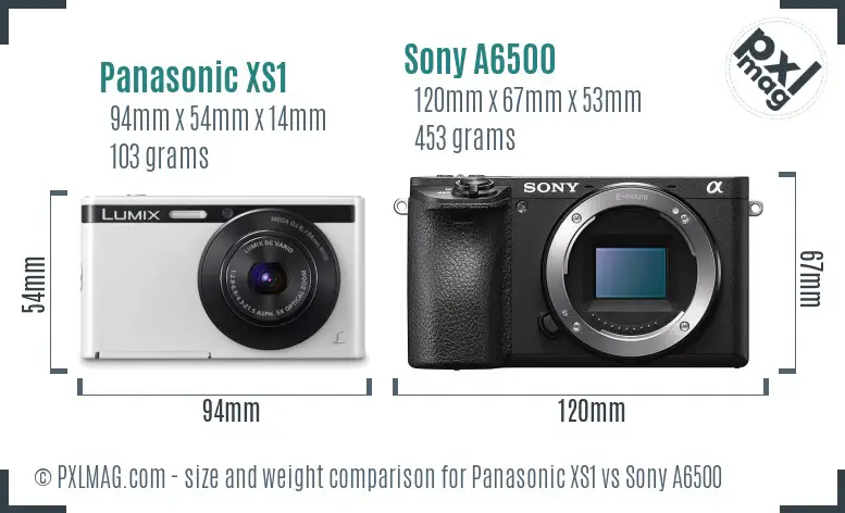 Panasonic XS1 vs Sony A6500 size comparison Panasonic XS1 vs Sony A6500 size comparison
