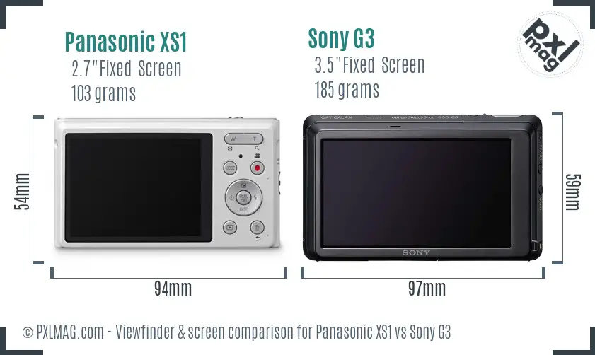 Panasonic XS1 vs Sony G3 Screen and Viewfinder comparison