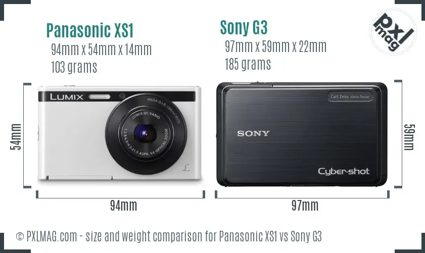 Panasonic XS1 vs Sony G3 size comparison
