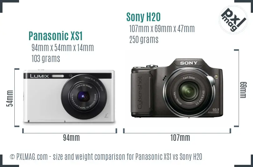 Panasonic XS1 vs Sony H20 size comparison