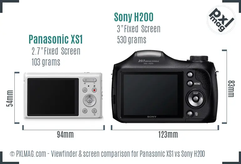 Panasonic XS1 vs Sony H200 Screen and Viewfinder comparison