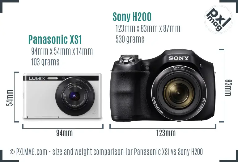 Panasonic XS1 vs Sony H200 size comparison