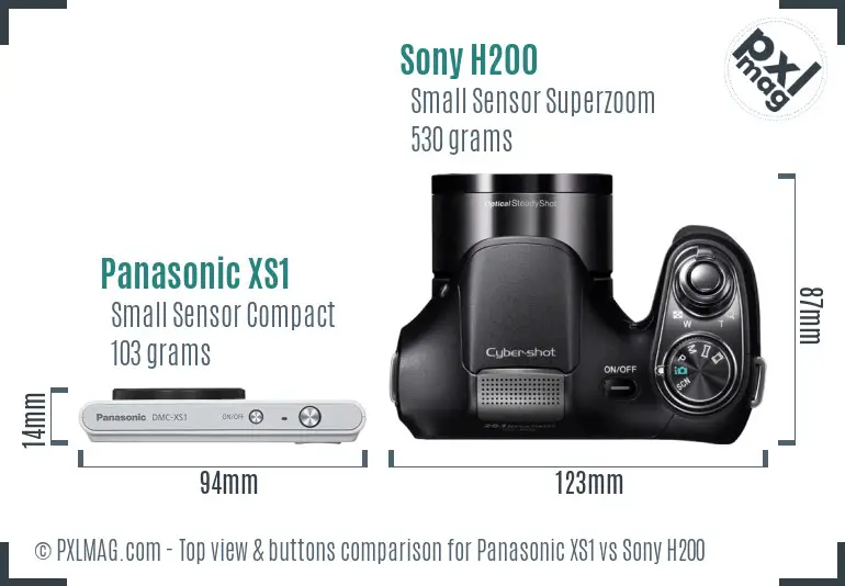 Panasonic XS1 vs Sony H200 top view buttons comparison