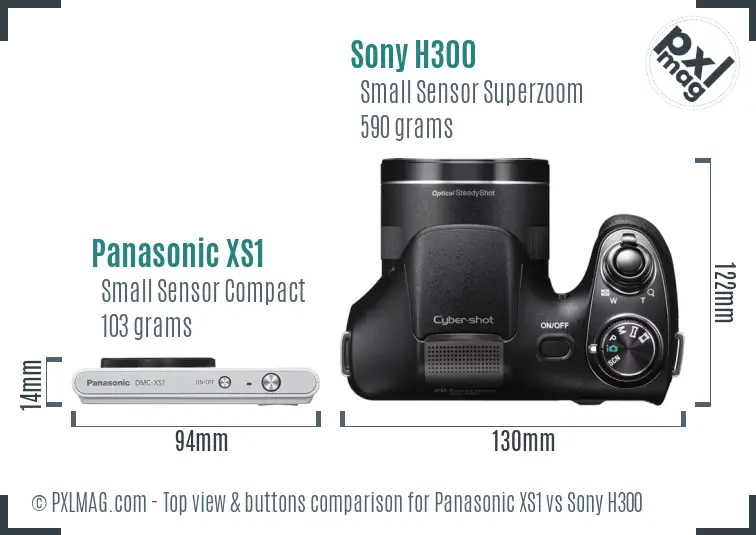 Panasonic XS1 vs Sony H300 top view buttons comparison