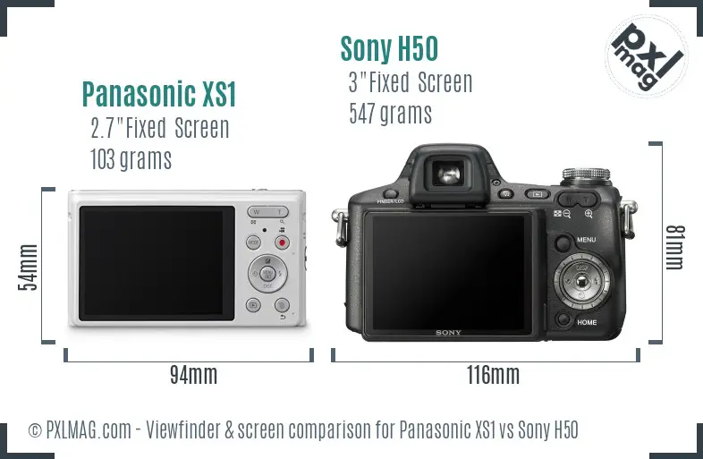 Panasonic XS1 vs Sony H50 Screen and Viewfinder comparison