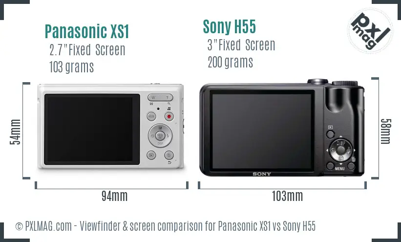Panasonic XS1 vs Sony H55 Screen and Viewfinder comparison