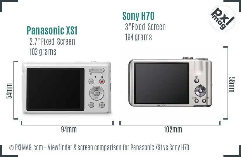 Panasonic XS1 vs Sony H70 Screen and Viewfinder comparison