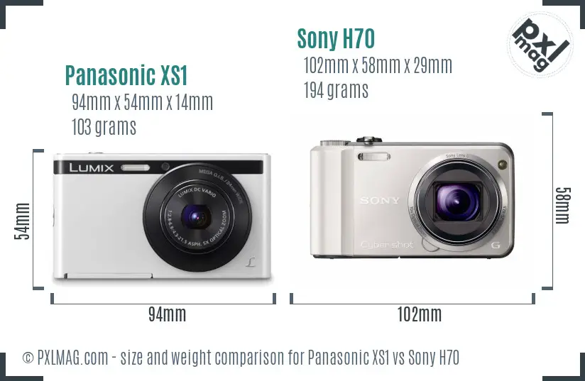 Panasonic XS1 vs Sony H70 size comparison