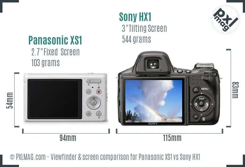 Panasonic XS1 vs Sony HX1 Screen and Viewfinder comparison