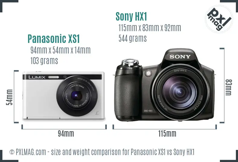 Panasonic XS1 vs Sony HX1 size comparison