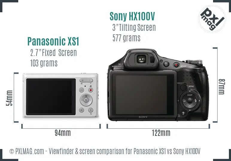 Panasonic XS1 vs Sony HX100V Screen and Viewfinder comparison