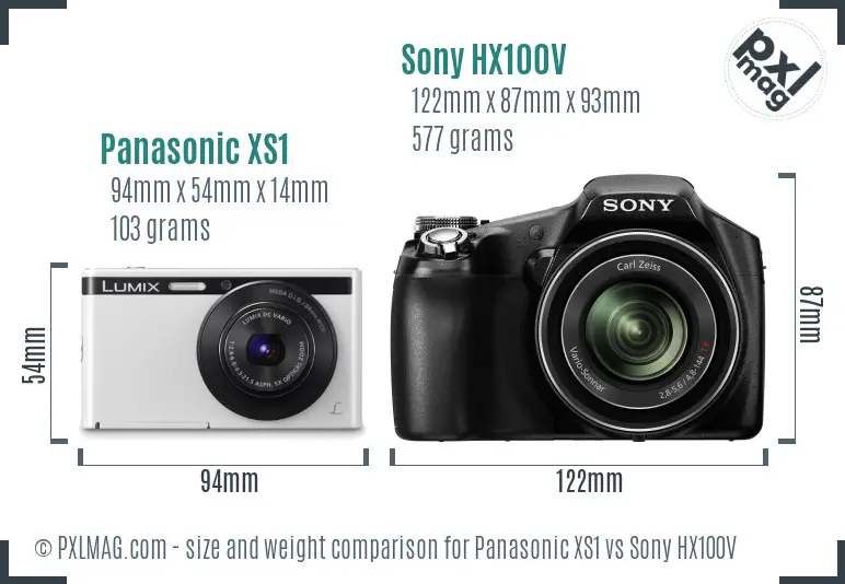 Panasonic XS1 vs Sony HX100V size comparison
