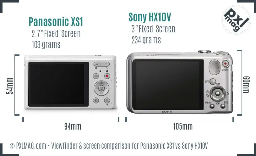 Panasonic XS1 vs Sony HX10V Screen and Viewfinder comparison