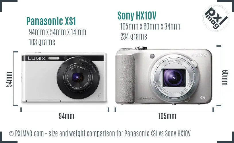Panasonic XS1 vs Sony HX10V size comparison