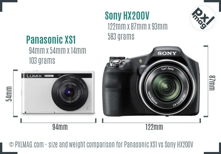 Panasonic XS1 vs Sony HX200V size comparison
