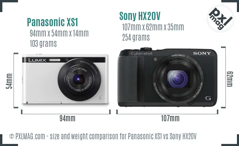 Panasonic XS1 vs Sony HX20V size comparison