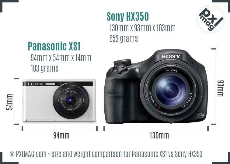 Panasonic XS1 vs Sony HX350 size comparison