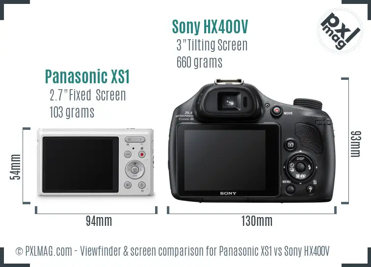 Panasonic XS1 vs Sony HX400V Screen and Viewfinder comparison