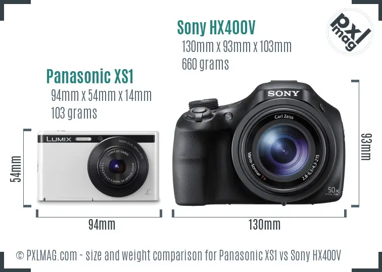 Panasonic XS1 vs Sony HX400V size comparison