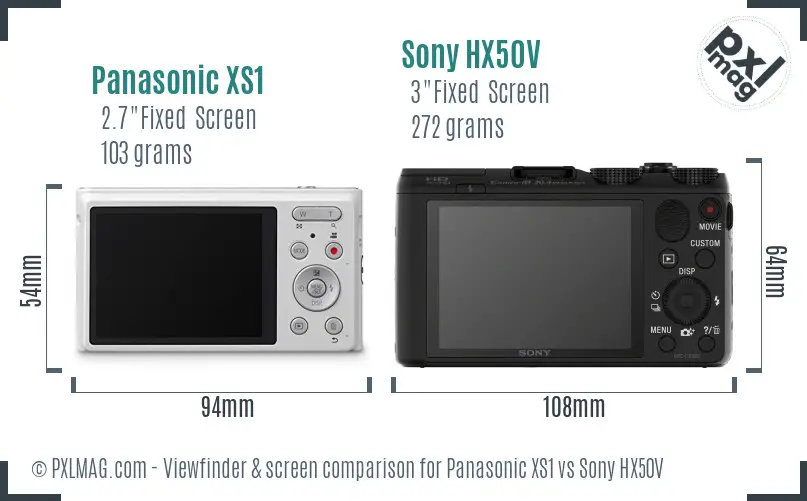 Panasonic XS1 vs Sony HX50V Screen and Viewfinder comparison