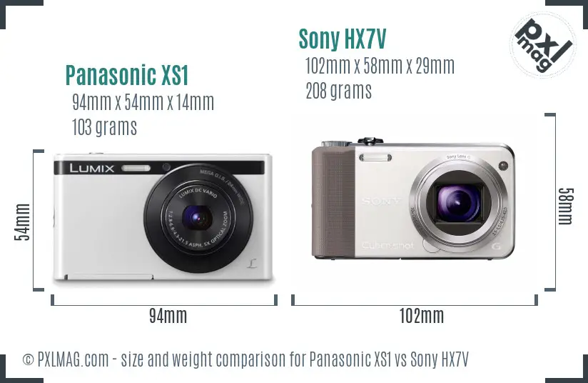 Panasonic XS1 vs Sony HX7V size comparison